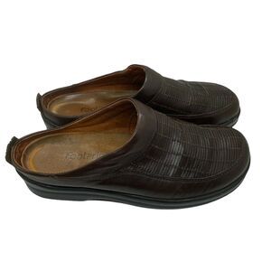 Birkenstock Unisex Footprints Brown Leather Casual Mule Flats Sz EU 42 Narrow